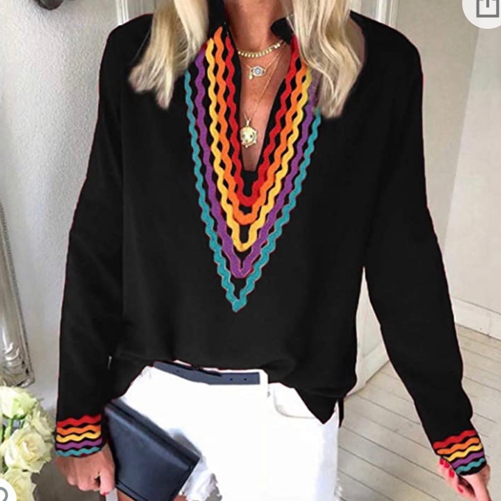 Black with rainbow embellishments tunic